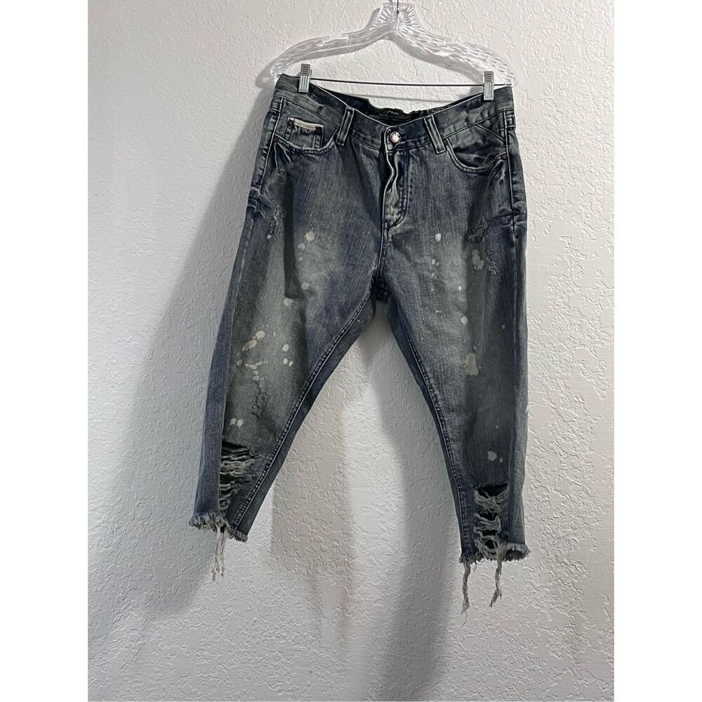 Heritage America Denim Distillery Distressed Blue Jeans cutoffs Size 36" x 19